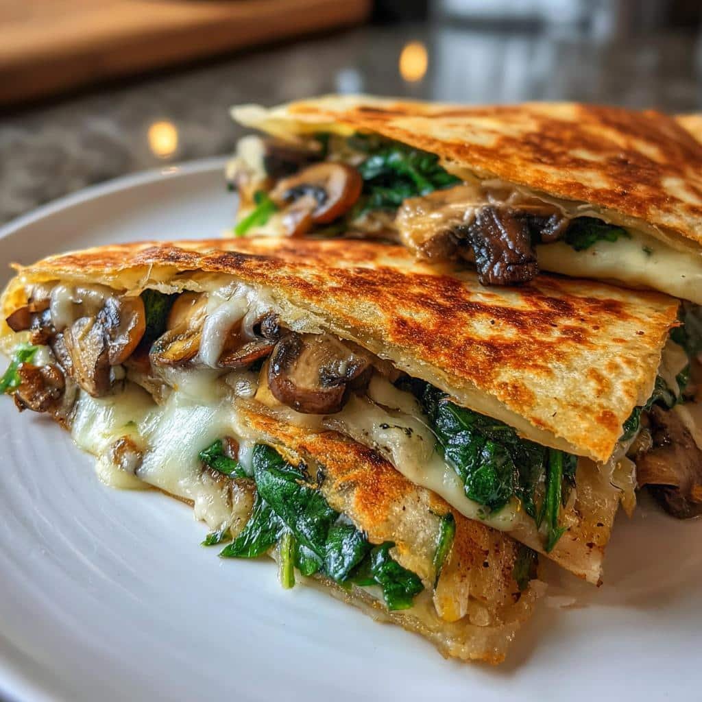 Air Fryer Baked Spinach Mushroom Quesadillas - detail 1