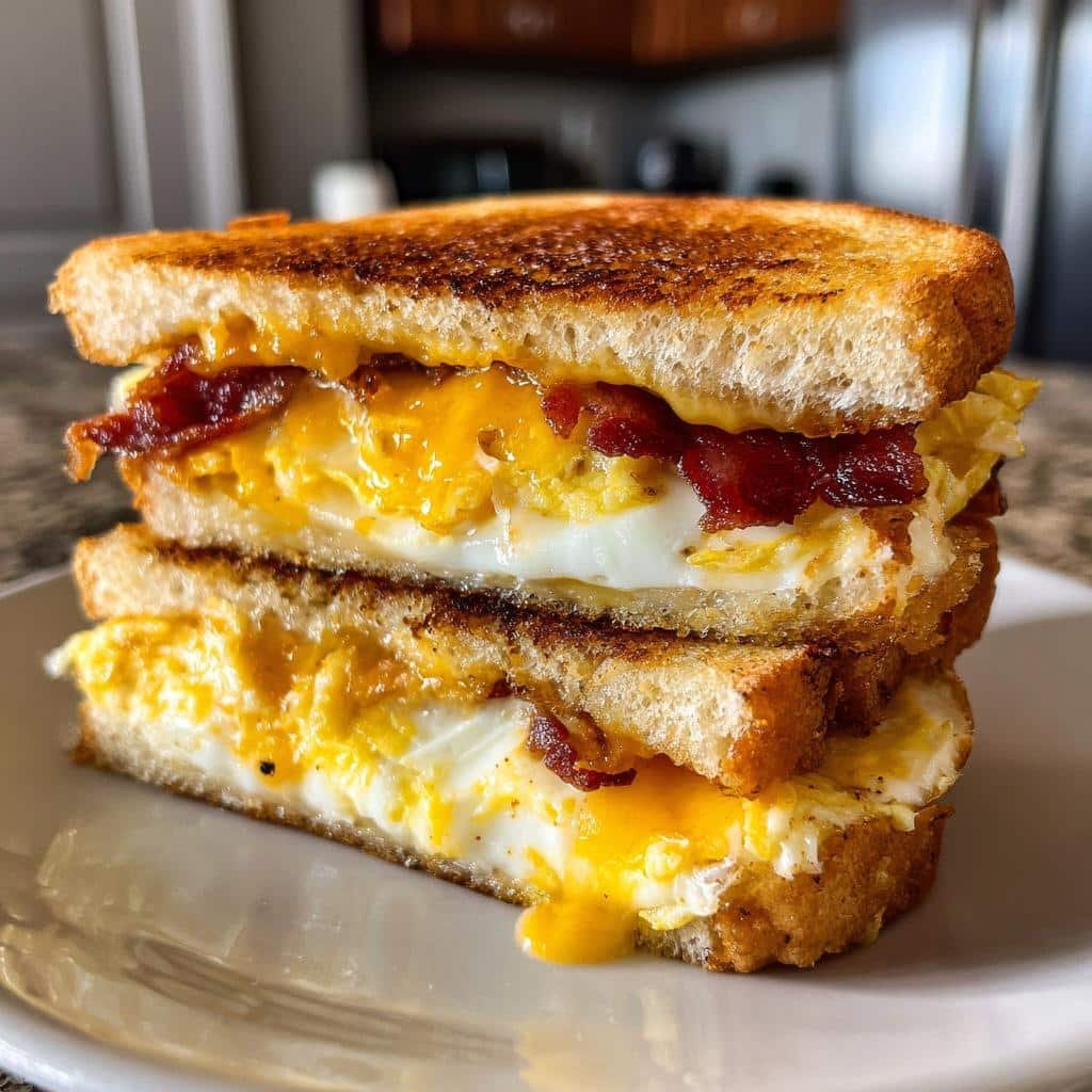 Air Fryer Breakfast Sandwiches (Bacon, Egg, Cheese)