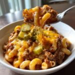 Air fryer Cheesy Sloppy Cheeseburger Pasta