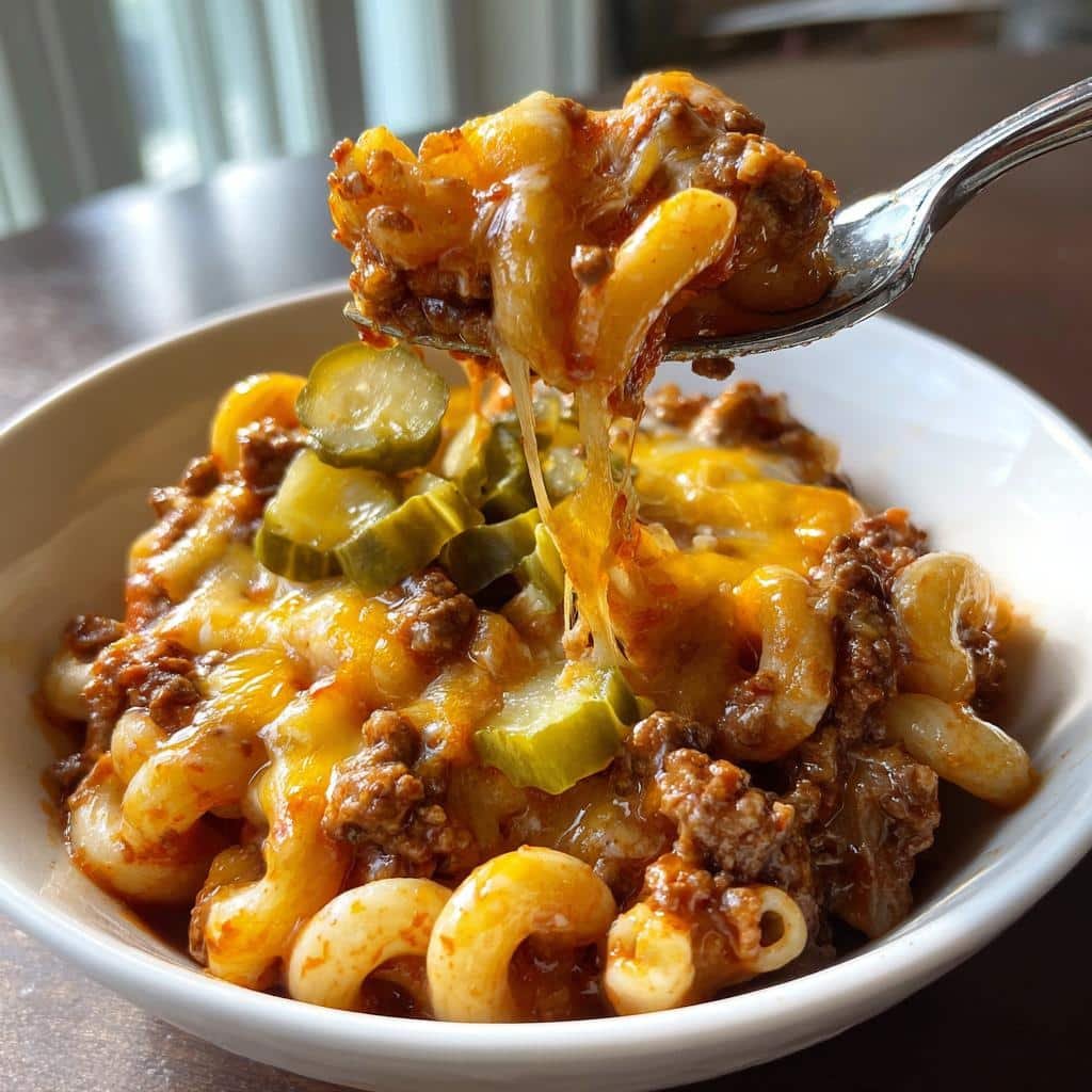 Air fryer Cheesy Sloppy Cheeseburger Pasta
