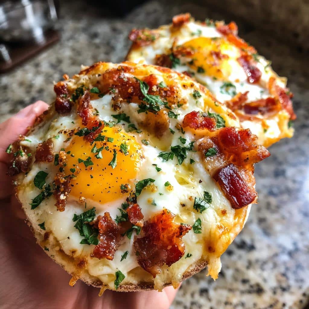 Air fryer Christmas English Muffin Breakfast Pizza - detail 1