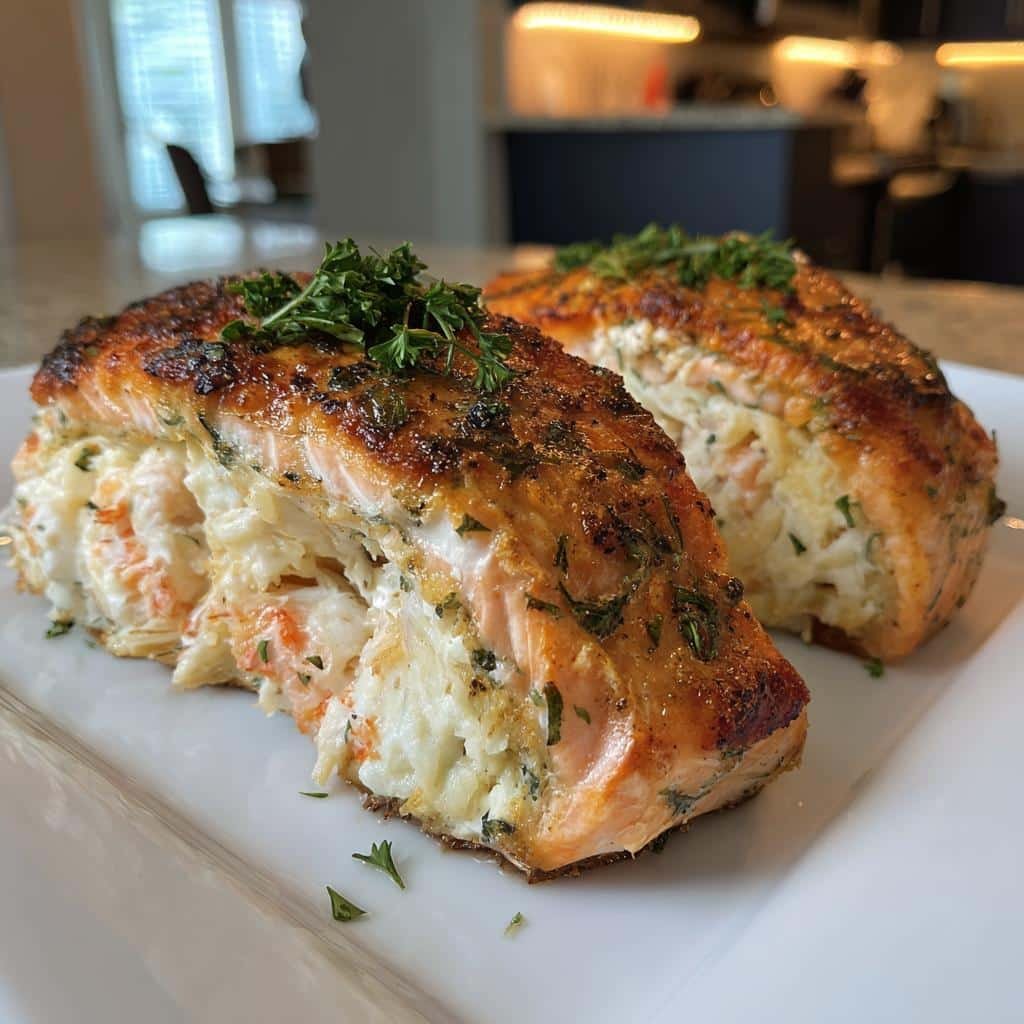 Air fryer Crab & Shrimp Stuffed Salmon - detail 1