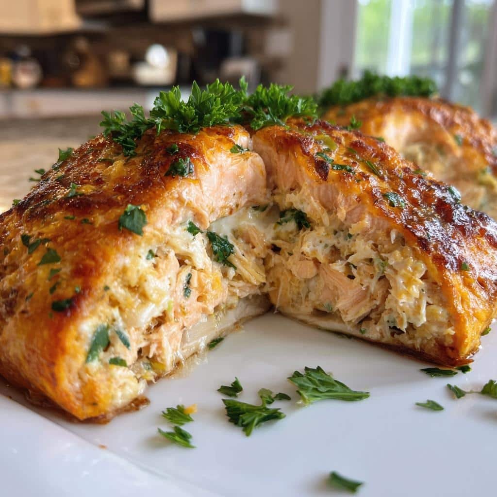 Air fryer Crab & Shrimp Stuffed Salmon