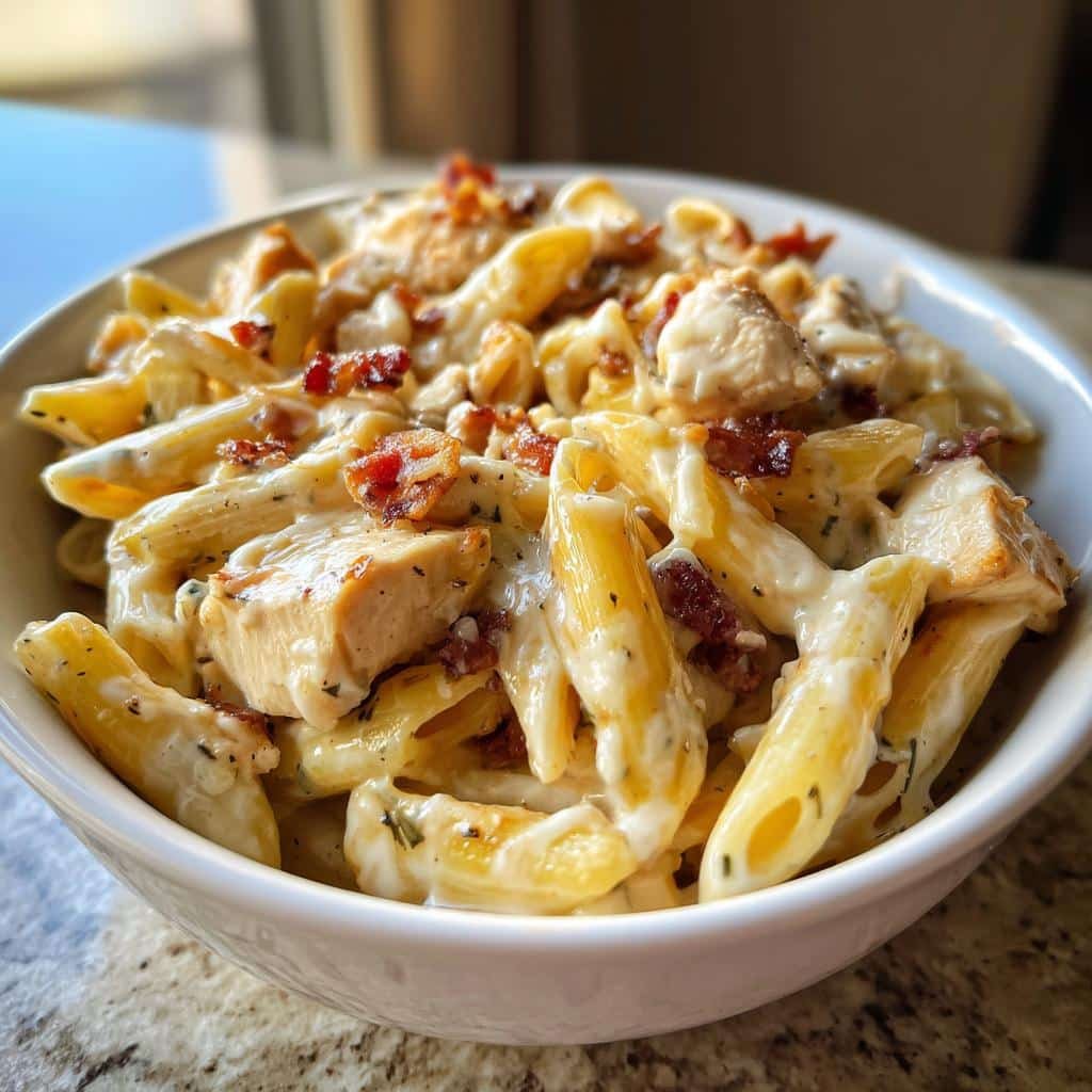 Air fryer Easy Chicken Bacon Ranch Pasta