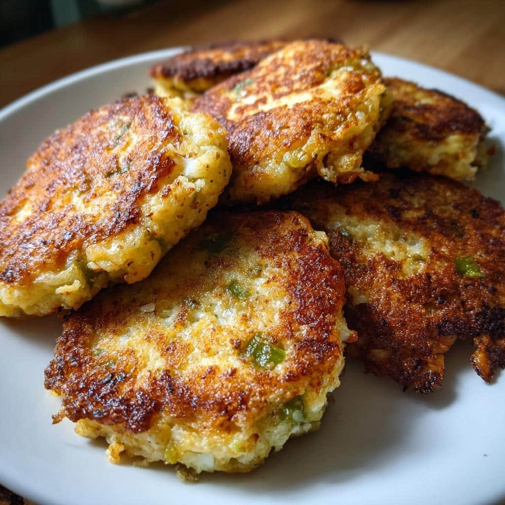 Air fryer Green Chile Cheese Potato Cakes with Green Chile