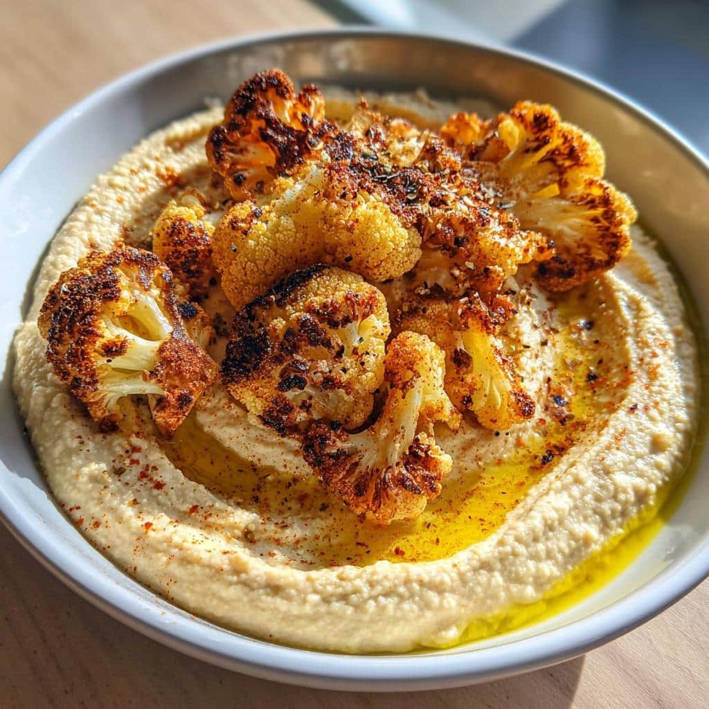 Air fryer Hummus Bowl with Crispy Air-Fried Cauliflower - detail 1