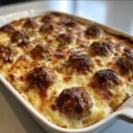 Air fryer Meatball & Mashed Potato Bake