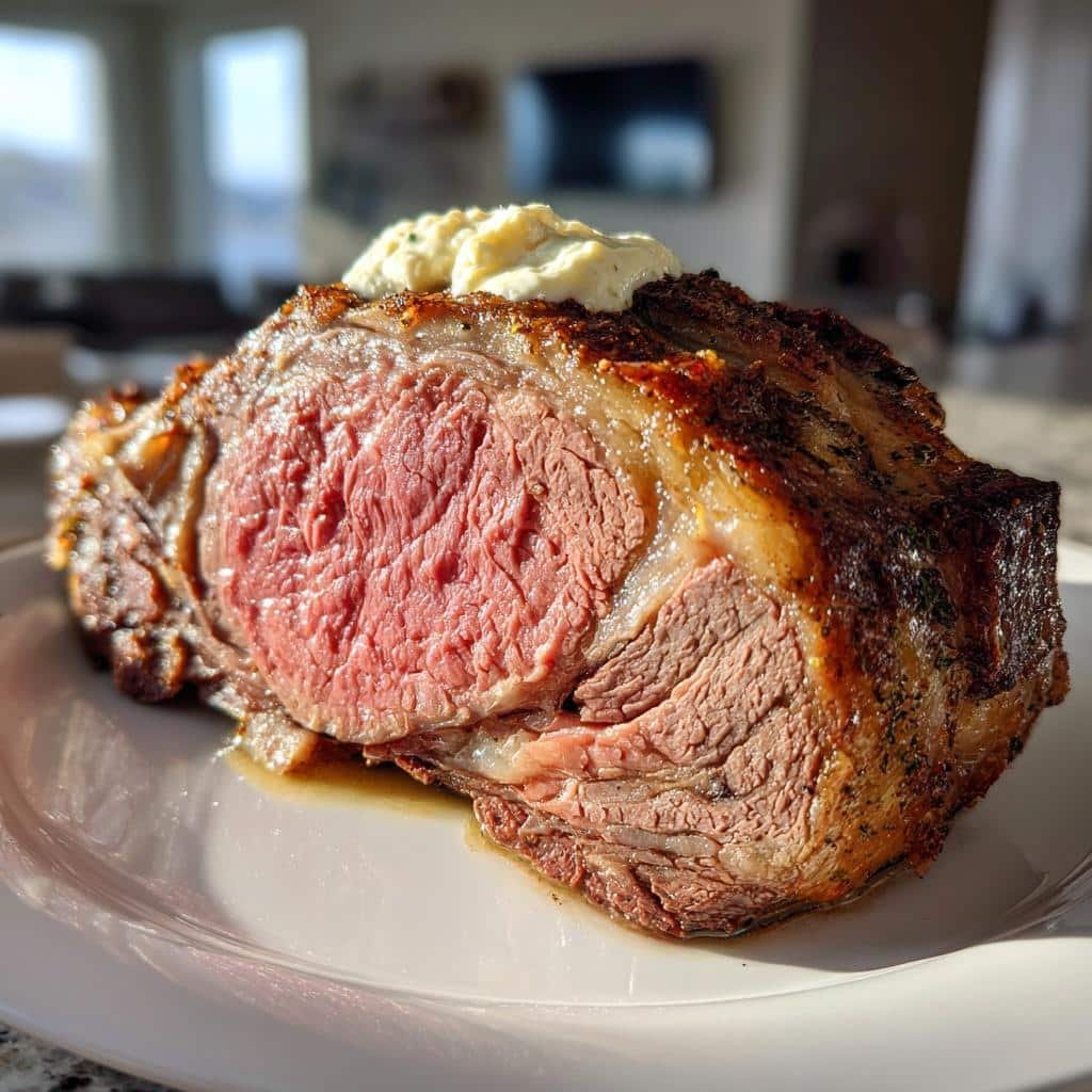 Air fryer Prime Rib with Horseradish Cream Sauce