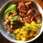 Air fryer Salmon Taco Bowls (Pineapple Salsa)
