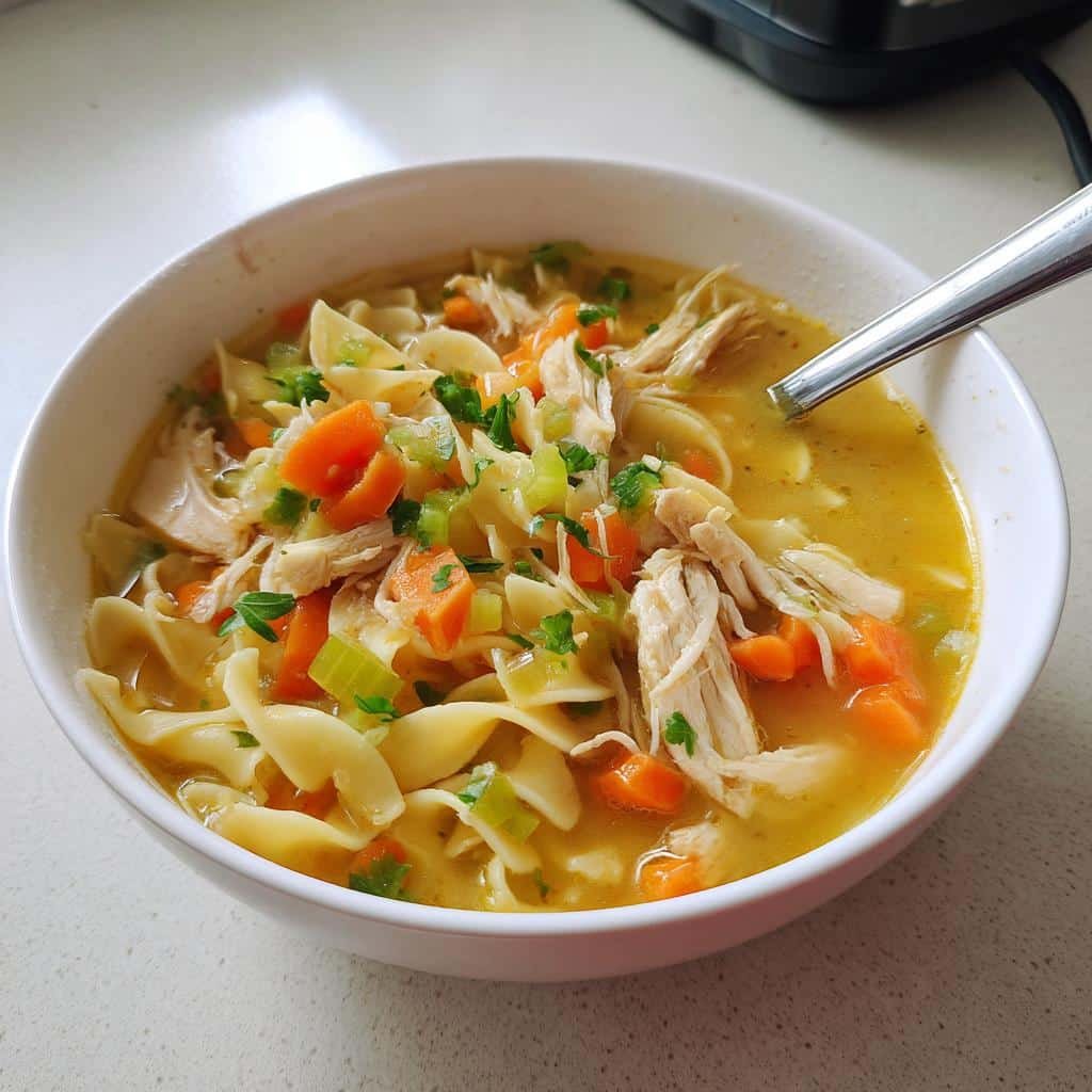 Air fryer crack chicken noodle soup - detail 1