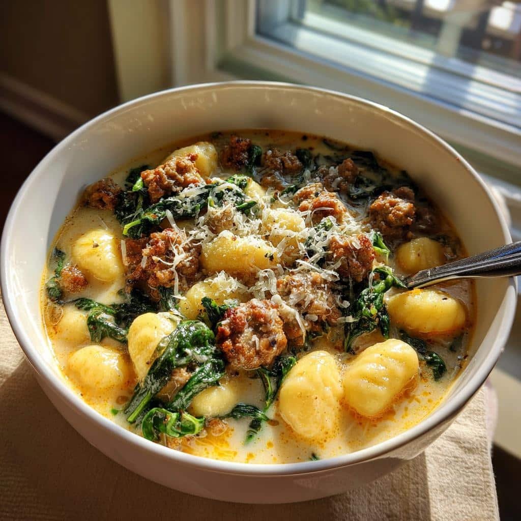 Air fryer tuscan sausage gnnochii soup