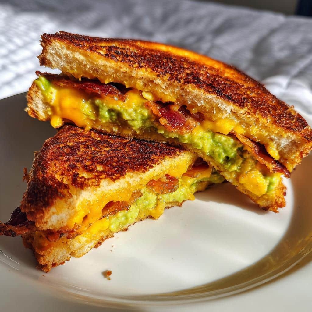 Christmas Air Fryer Bacon Guacamole Grilled Cheese Sandwich