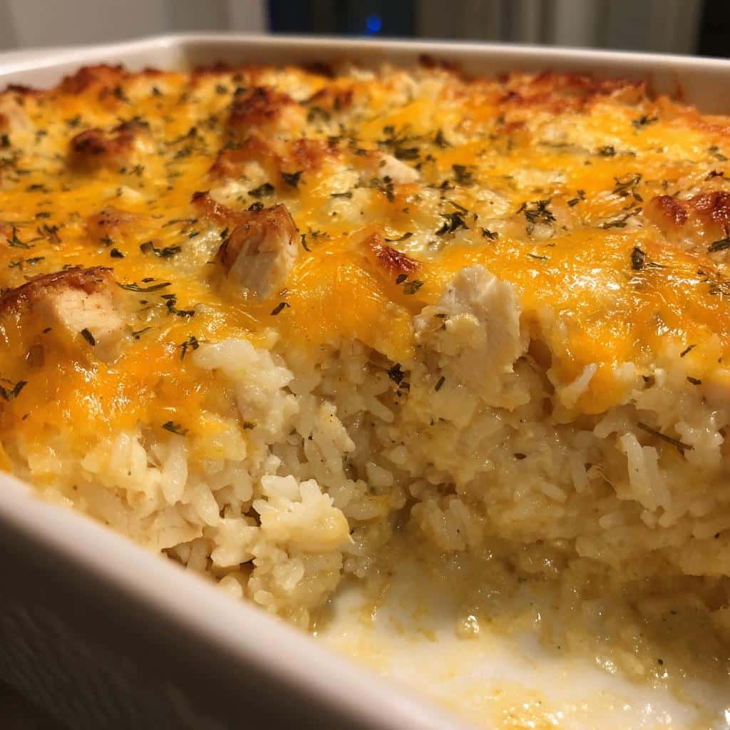 Christmas Air Fryer Creamy Chicken & Rice Casserole