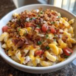 Christmas Air Fryer Creamy Loaded Bacon Cheeseburger Alfredo Pasta