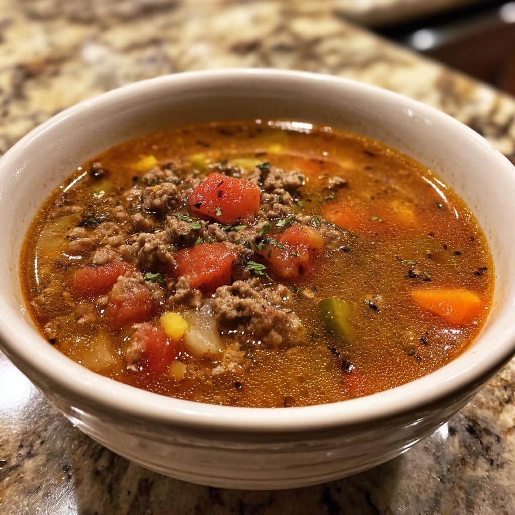 Christmas Air Fryer Easy Hamburger Soup