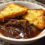Christmas Air Fryer French Onion Short Rib Soup with Cheesy Gruyère Toast