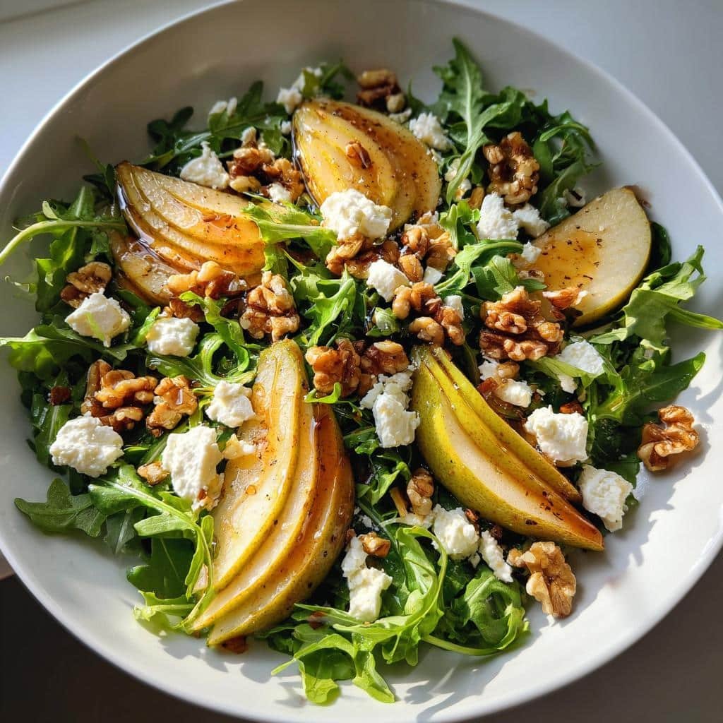 Christmas Air fryer Arugula Pear Walnut Salad