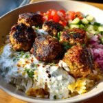 Christmas Air fryer Greek Meatball Bowl with Tzatziki