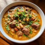 Christmas Air fryer Pinto Beans, Green Chile, and Beef Soup