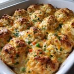 Chritmas Air fryer Chicken Pot Pie Casserole with Cheddar Bay Biscuit Topping