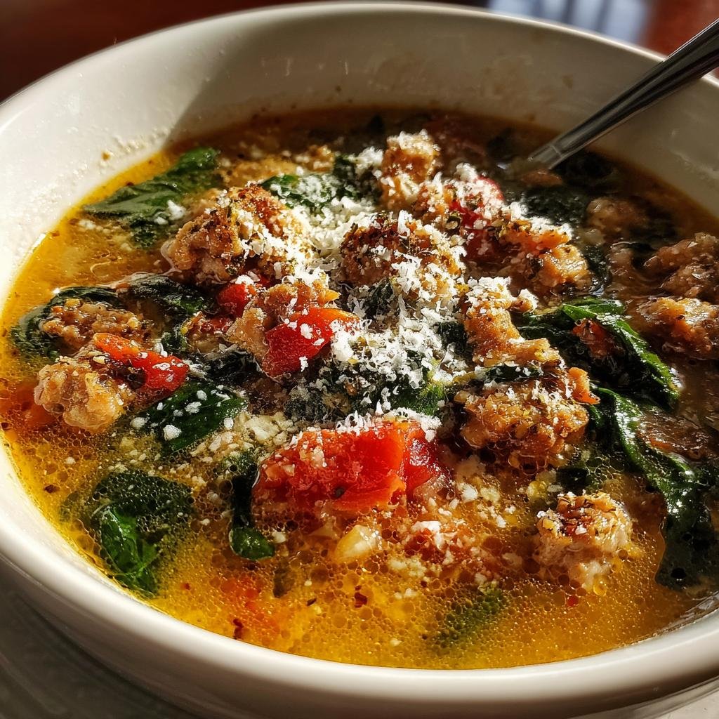 25-Minute Christmas Air Fryer Italian Turkey Sausage Soup Recipe 4 Chritmas Air fryer Italian Turkey Sausage & Spinach Soup (Lighter) - detail 1