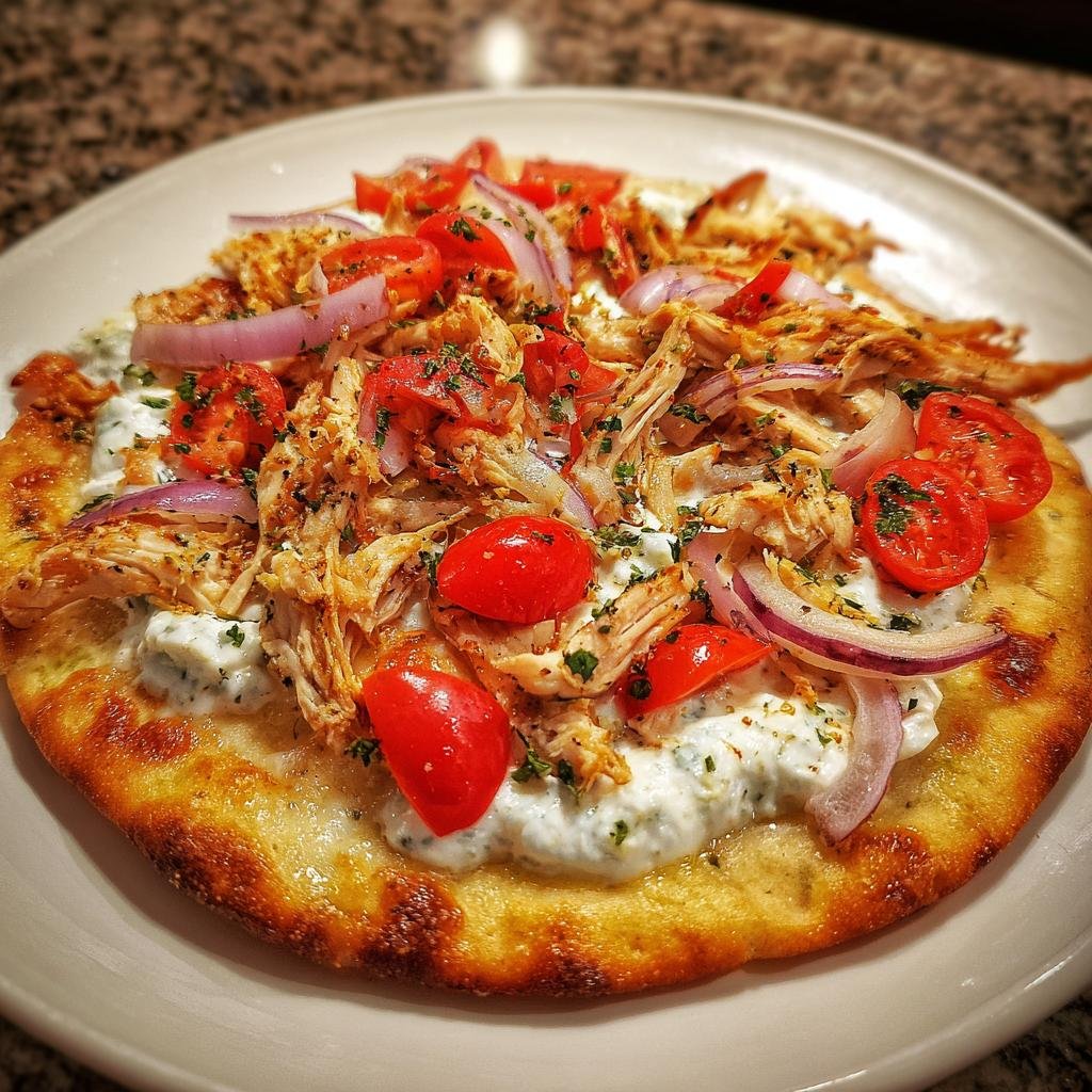 Chritmas Air fryer Tzatziki Chicken & Veggie Naan Pizza - detail 1