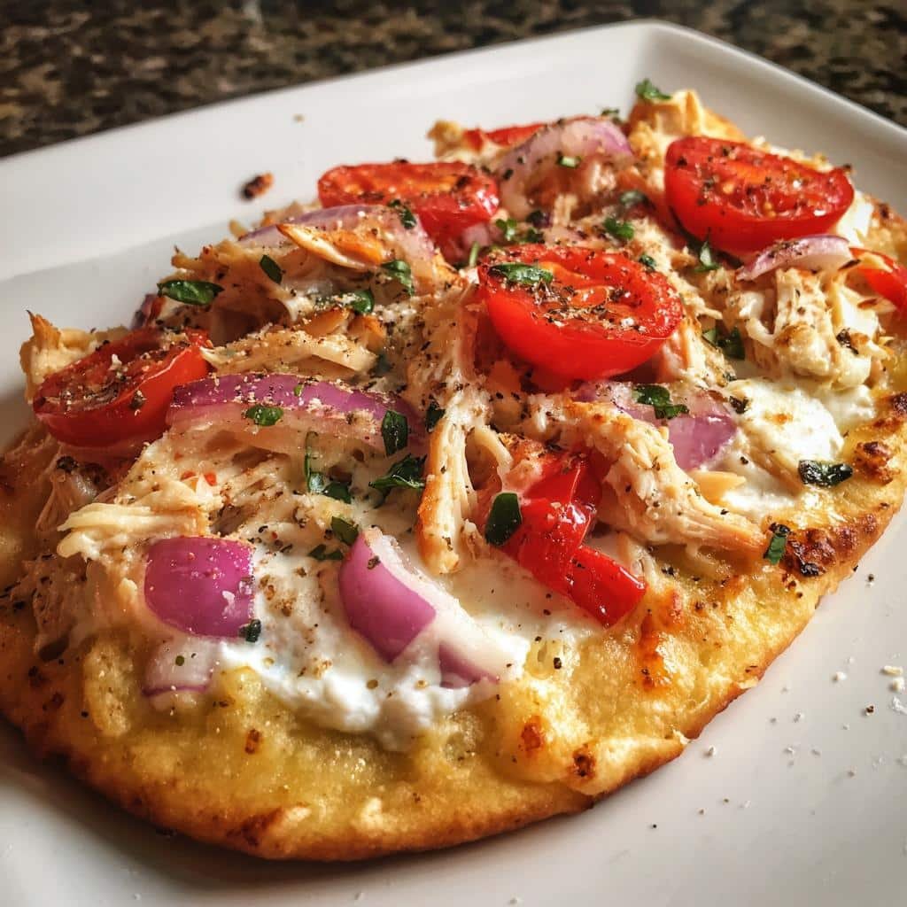 Chritmas Air fryer Tzatziki Chicken & Veggie Naan Pizza