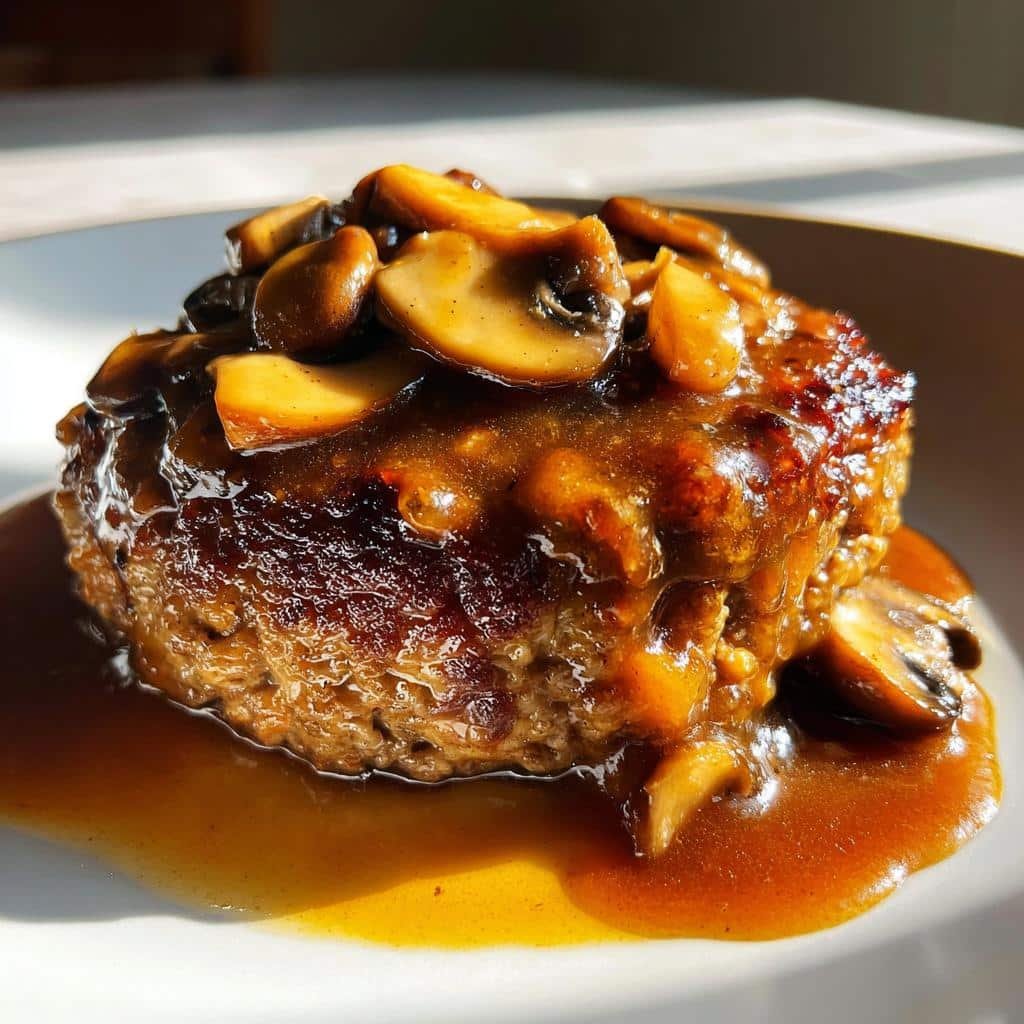 Thanksgiving Air Fryer Salisbury Steak with Mushroom Gravy