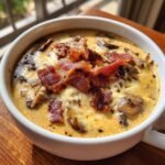 Thanksgiving Air fryer Bacon Mushroom Swiss Cheeseburger Soup