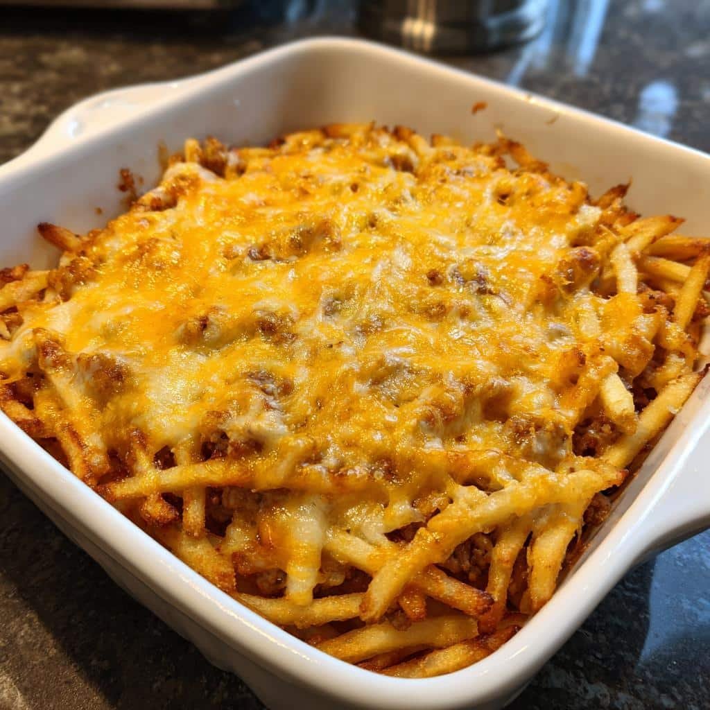 Thanksgiving Air fryer Cheeseburger French Fry Casserole - detail 1