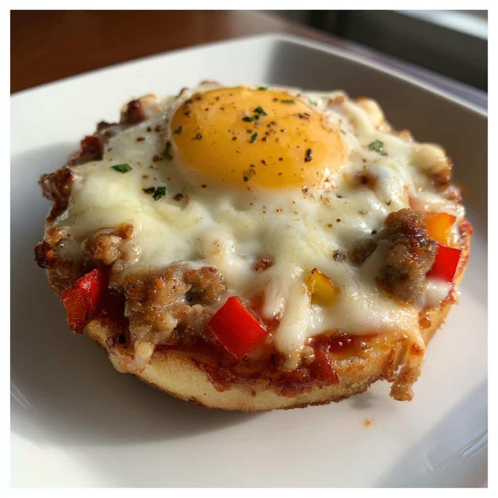 Thanksgiving Air fryer English Muffin Breakfast Pizza