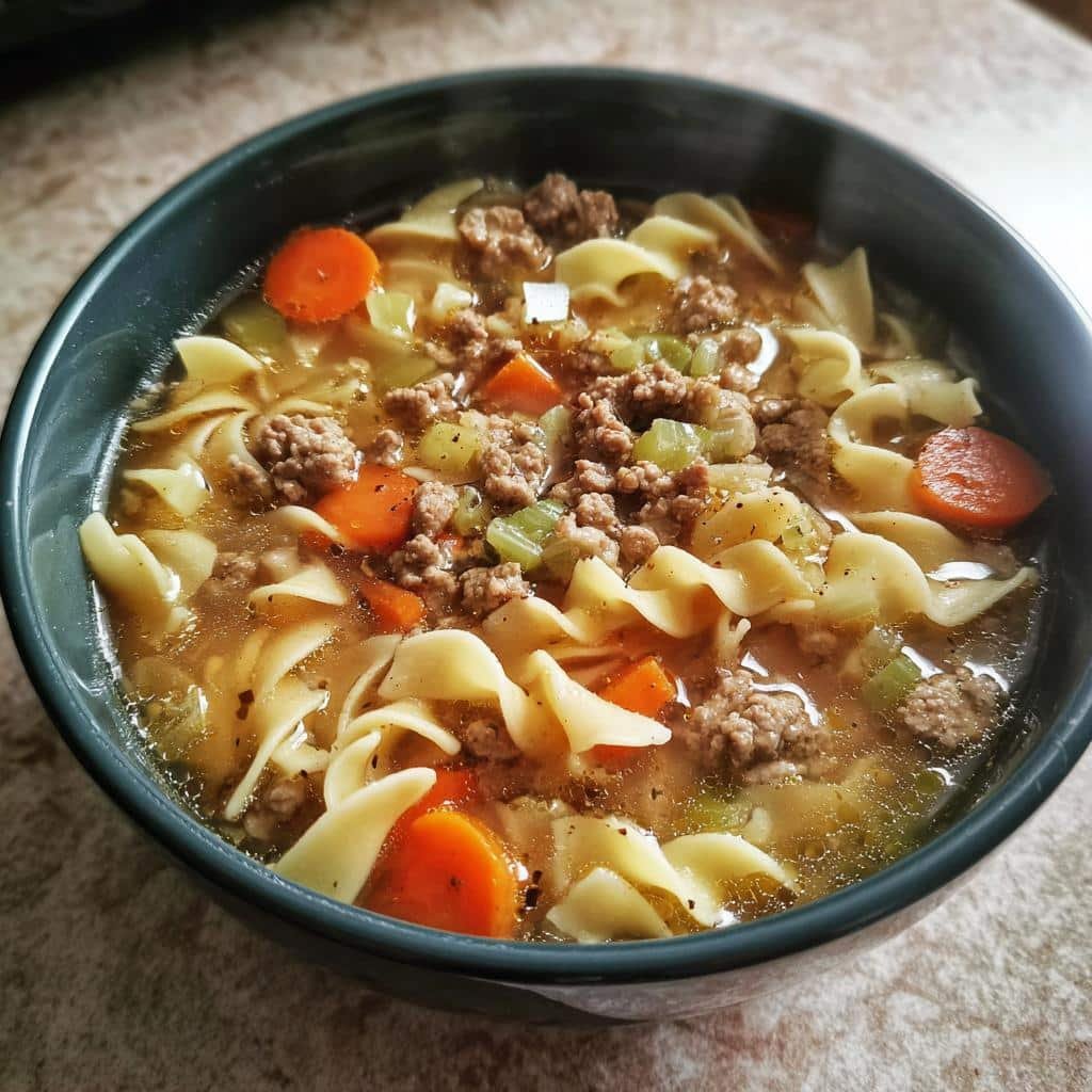 Thanksgiving Air fryer Hamburger Noodle Soup