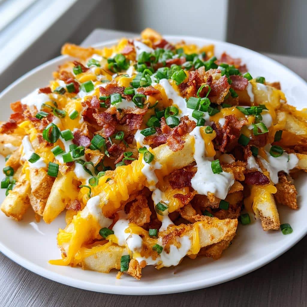 Air Fryer Bacon Cheddar Ranch Fries