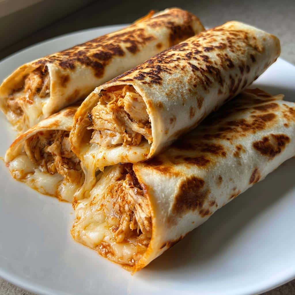 Air Fryer Cheesy Garlic Chicken Wraps