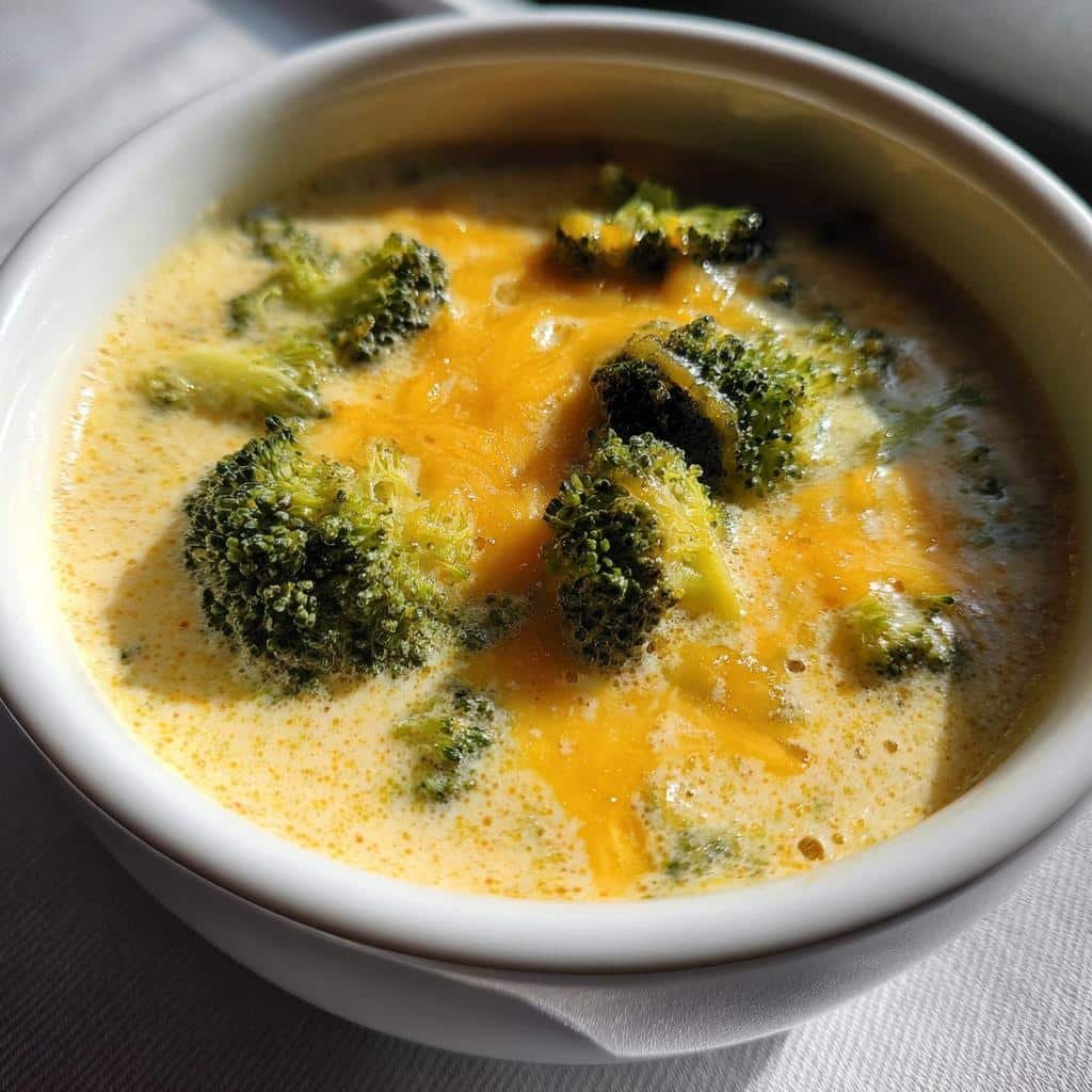 Air Fryer Creamy Broccoli Cheddar Soup Bowl