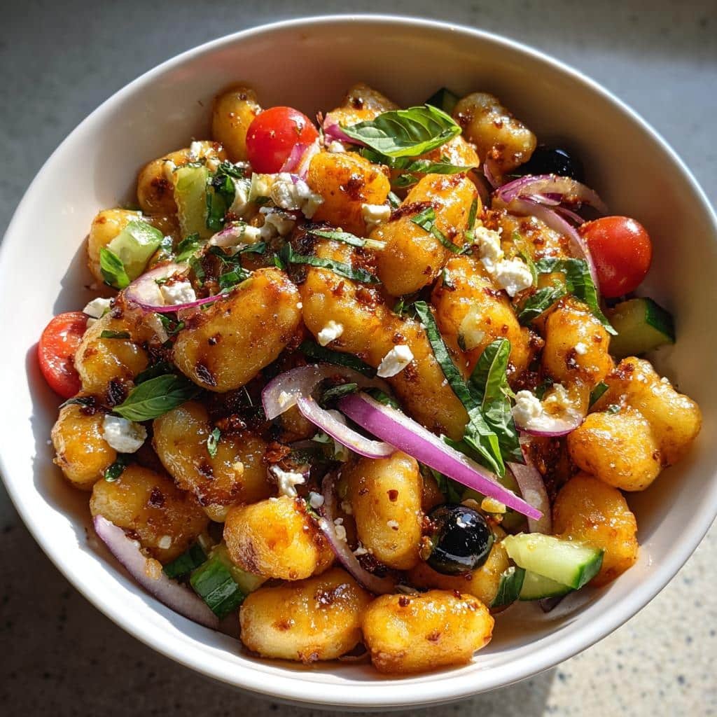 Air Fryer Crispy Gnocchi Salad (Cold Pasta Salad Style) - detail 1