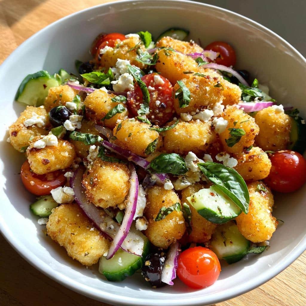 Air Fryer Crispy Gnocchi Salad (Cold Pasta Salad Style)