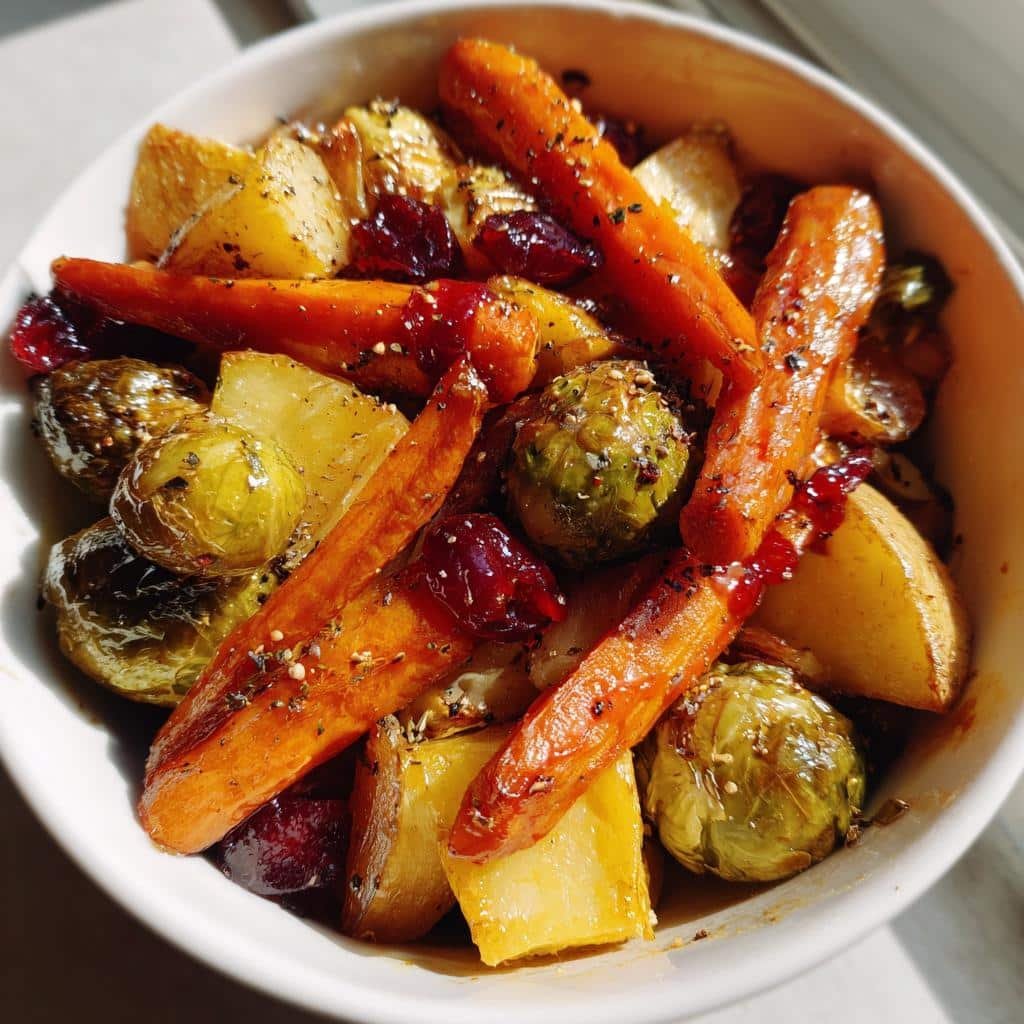 Air Fryer Festive Vegetable Medley with Cranberry Drizzle