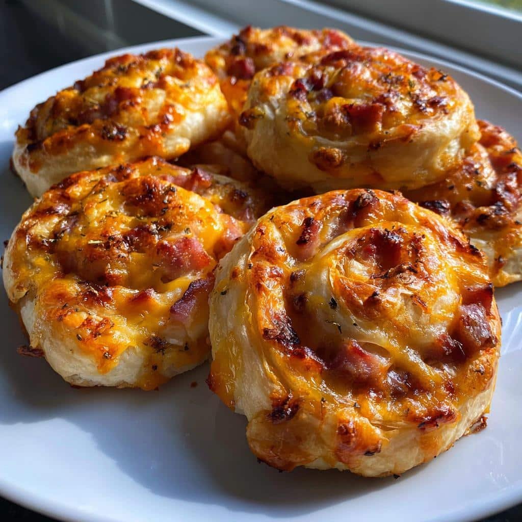 Air Fryer Flaky Ham & Cheese Puff Pastry Pinwheels