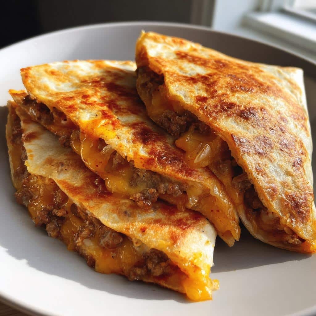 Air Fryer Ground Beef & Cheese Quesadilla Wraps
