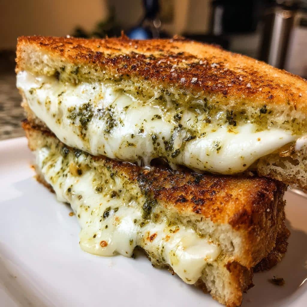 Air Fryer Irresistible Pesto Grilled Cheese Sandwich