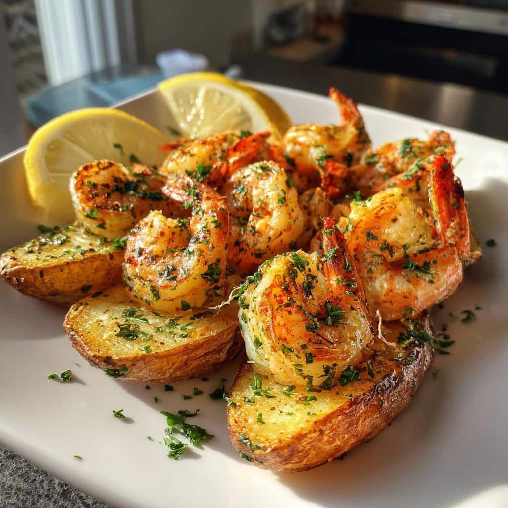Air Fryer Loaded Wedges with Shrimp Scampi Topping - detail 1