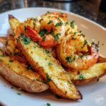 Air Fryer Loaded Wedges with Shrimp Scampi Topping