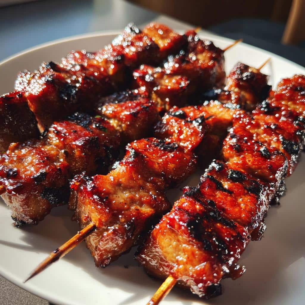 Air Fryer Marinated Grilled BBQ Pork Skewers