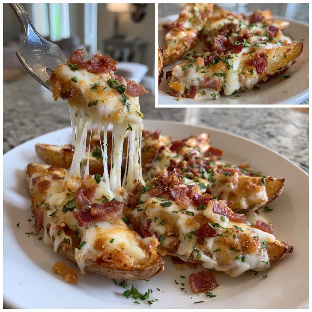 Air Fryer Mozzarella & Bacon Loaded Wedges