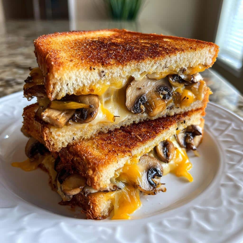 Air Fryer Mushroom Cheddar Sandwich
