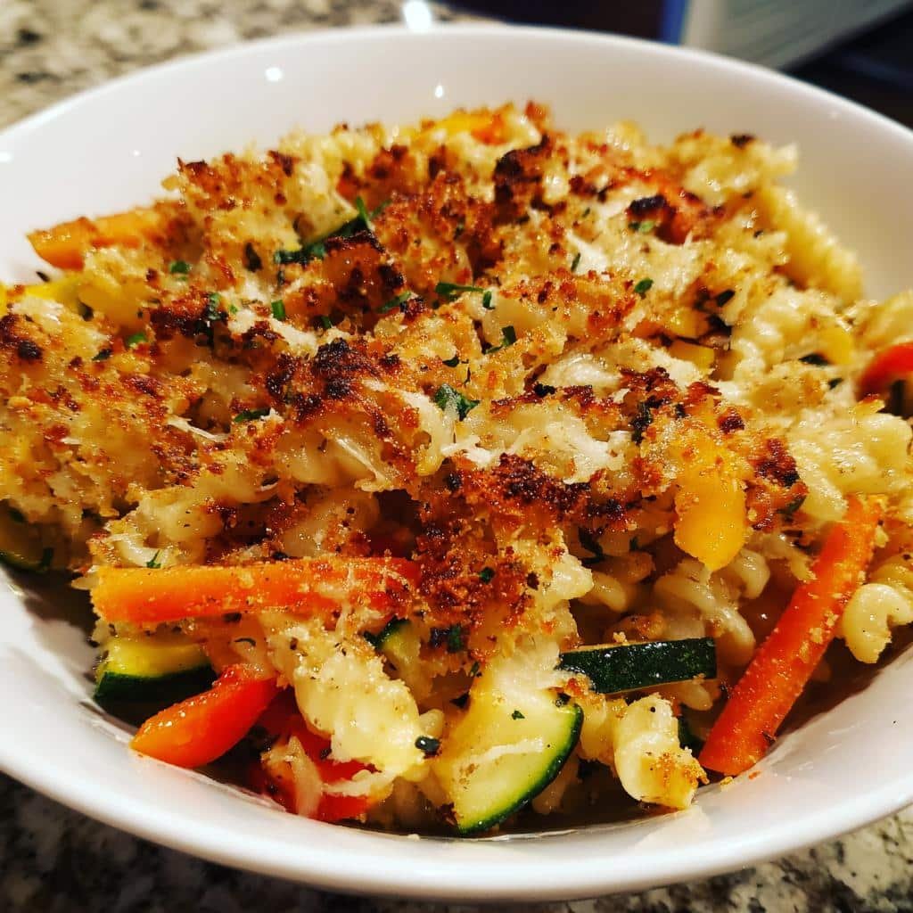 Air Fryer Pasta Primavera (Crispy-Topped)
