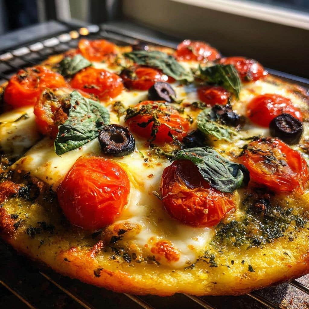 Air Fryer Pesto Base Pizza (No Tomato)