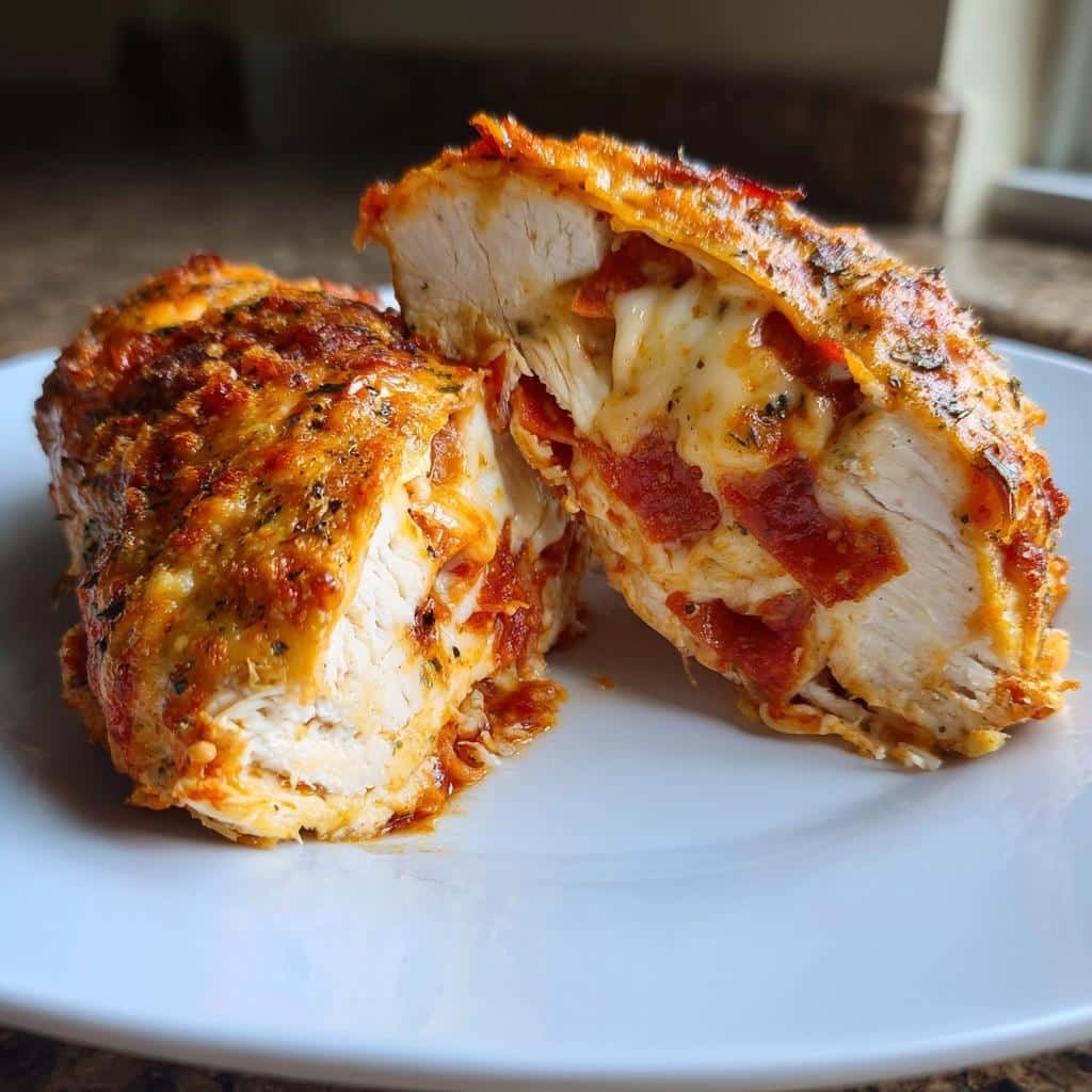 Air Fryer Pizza-Stuffed Chicken Breast