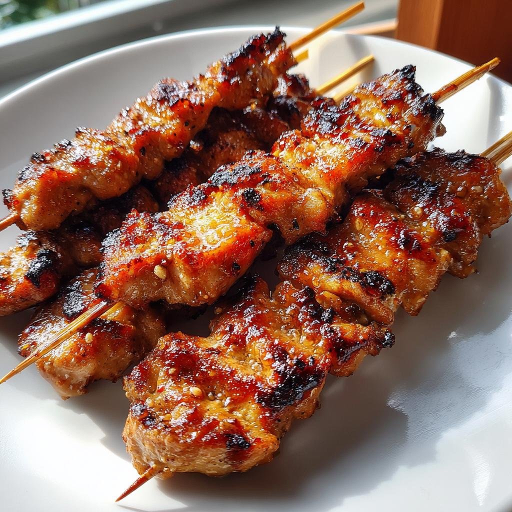 Air Fryer Pork Satay Recipe Skewers - detail 1